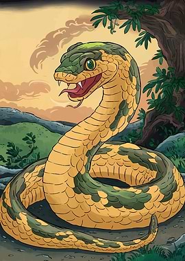 Cartoon Snake Natural Environment