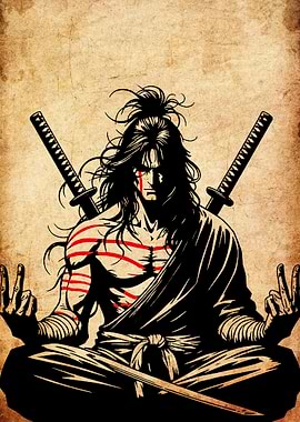 Samurai Warrior in Meditation Pose