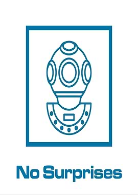 Diving Helmet Icon with 'No Surprises'