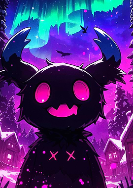 Cute Shadow Creature in Winter Village