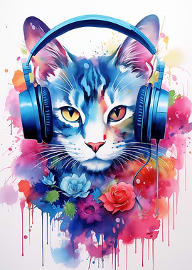 Colorful Cat Headphones