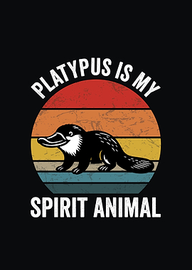Platypus Spirit Animal Retro Design