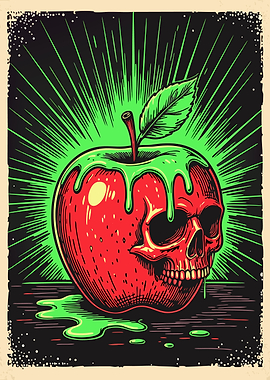 Poison Apple Skull Illustration