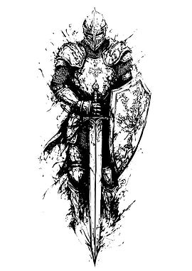 Ink Sketch of Armored Knight