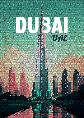 Dubai UAE Skyline Mosaic Art