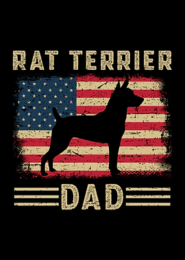Rat Terrier Dad American Flag