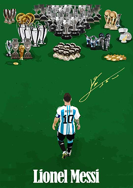 Lionel Messi Trophies Illustration