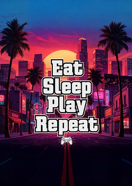 Eat Sleep Play Repeat Gaming Poster
