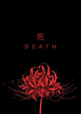 Red Spider Lily with Death Text