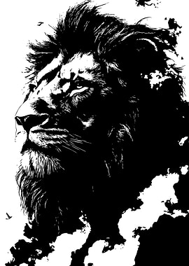 Lion Portrait in Black and White