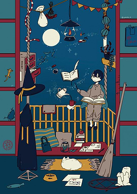 Wizard Boy in Cozy Room