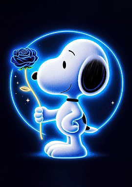 Snoopy with Blue Rose