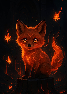 Fiery Fox Cub Digital Art