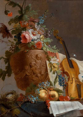 Still Life with Flowers and Violin