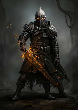 Armored Knight with Glowing Sword