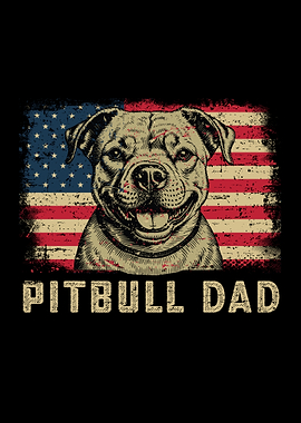 Pitbull Dad American Flag Graphic