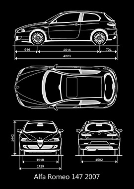 Alfa Romeo 147 2007 Blueprint