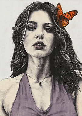 Woman Portrait with Butterfly