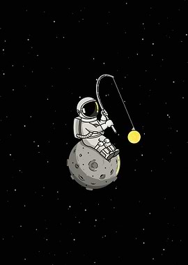 Astronaut Fishing on the Moon