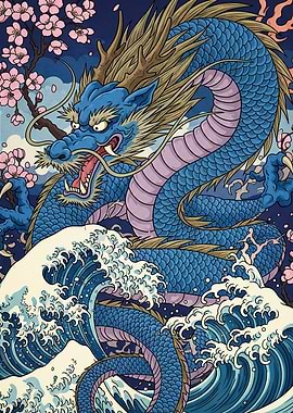 Dragon Waves Cherry Blossoms
