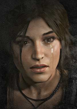 Lara Croft Portrait with Tear