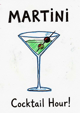 Martini Cocktail Hour Illustration