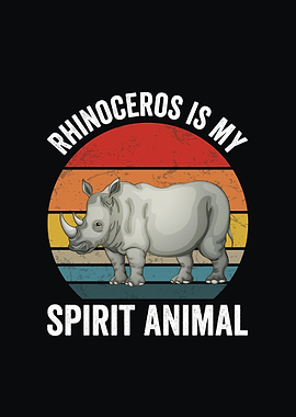 Rhinoceros Spirit Animal Retro Wildlife Design