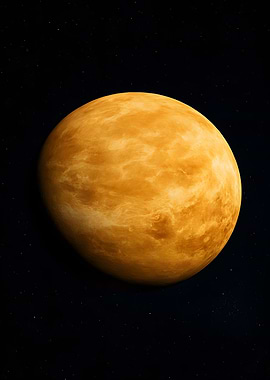 Golden Planet in Starry Space