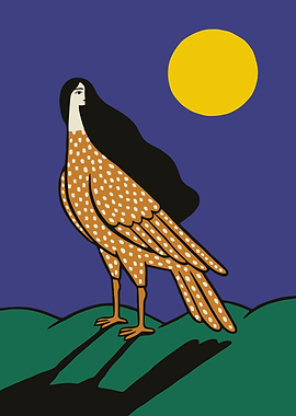 Bird Woman Under the Moon