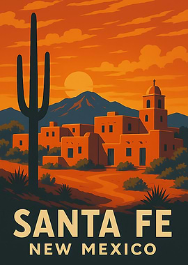Santa Fe New Mexico Travel Poster