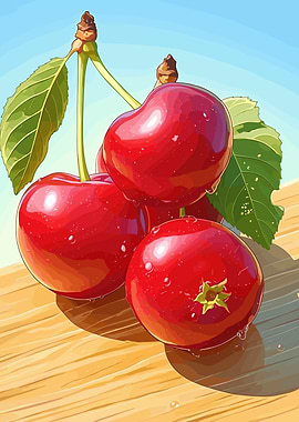 Fresh Cherries Still Life