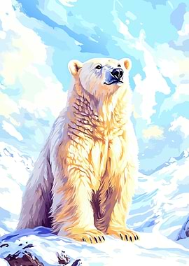 Majestic Polar Bear in Snowy Landscape