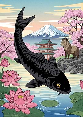 Japanese Landscape Koi Fish