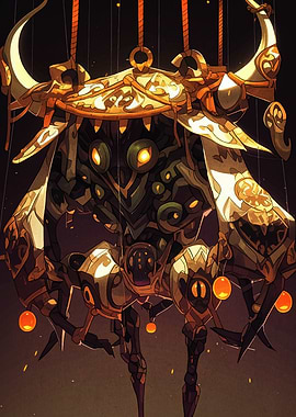 Ornate Mechanical Creature with Lanterns