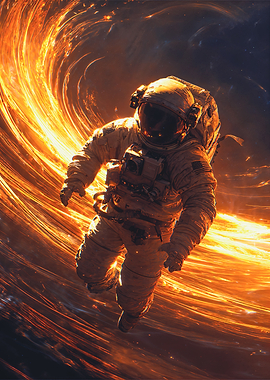 Astronaut in Fiery Black Hole