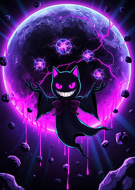 Cosmic Cat Sorcerer with Magic Orbs