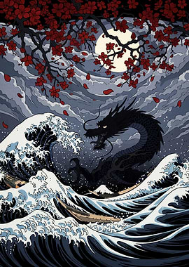 Dragon waves moonlight