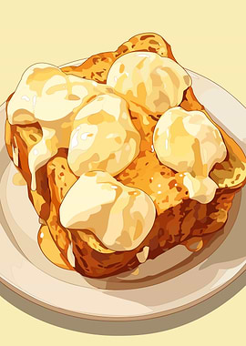 French Toast with Cream and Syrup