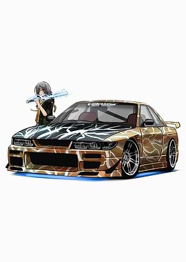 Anime Girl with Lightning Car