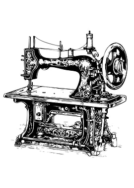 Vintage Sewing Machine Black and White