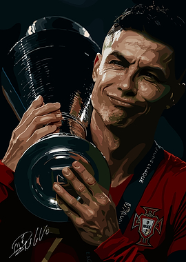 Cristiano Ronaldo with Trophy Illustration
