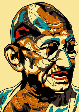Gandhi Portrait in Abstract Style