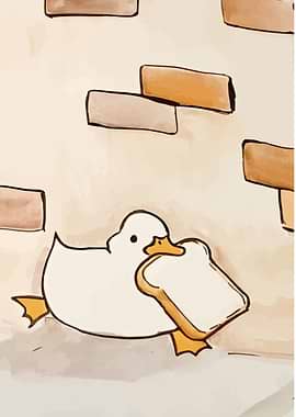 Duck with Bread Slice Illustration
