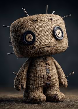 Sad Burlap Voodoo Doll