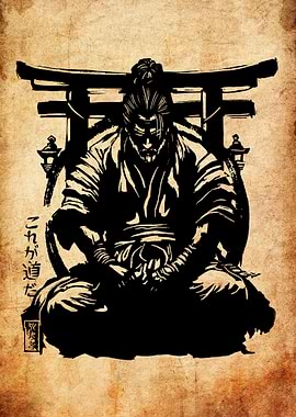 Samurai Warrior in Ink Style