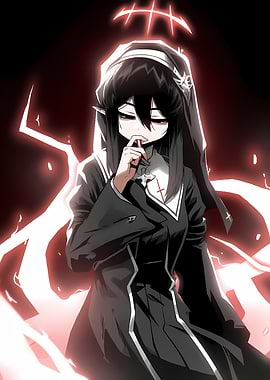 Anime Nun with Red Halo