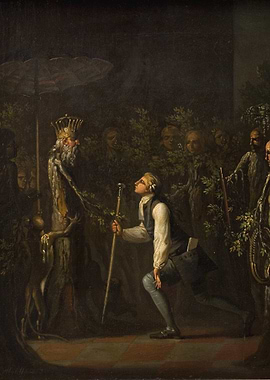 Kneeling Man Before a King Painting