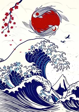 Japanese Koi Wave Sun
