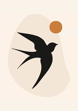 Minimalist Swallow Bird Art