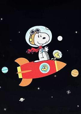 Snoopy and Woodstock in Space